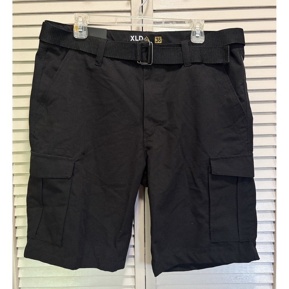 XLD Black Cargo Shorts NWT‎ Size 36 Pockets Mid Rise Belt Outdoor